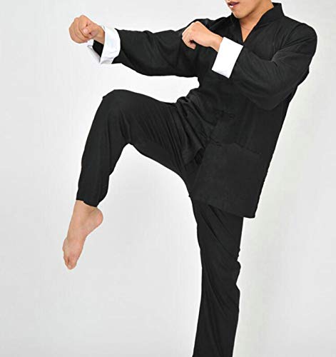 GUIOB Chino Tradicional Tai chi Ropa Artes Marciales Uniformes Trajes de Kung fu Hombre Mujer Wing Chun Kung Fu Uniforme,Black-XL