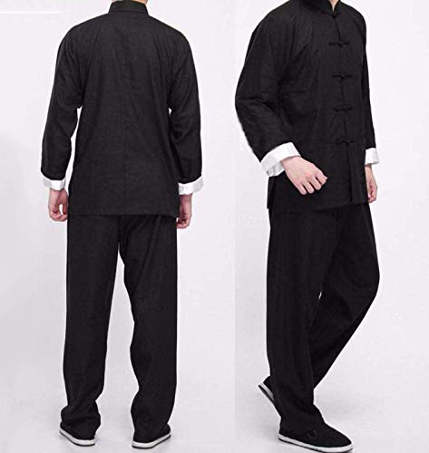 GUIOB Traje tradicional de artes marciales chinas para uniforme fu tai chi wushu para hombres y mujeres, uniforme de artes marciales, ropa transpirable para ala chun shaolin, negro -XL