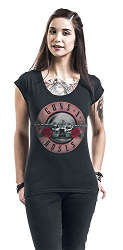 Guns N' Roses Pink Bullet Mujer Camiseta Negro M, 100% algodón, Cut-Outs Ancho