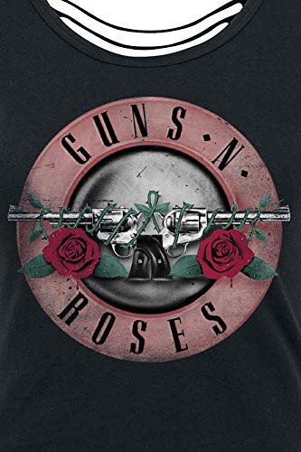 Guns N' Roses Pink Bullet Mujer Camiseta Negro M, 100% algodón, Cut-Outs Ancho