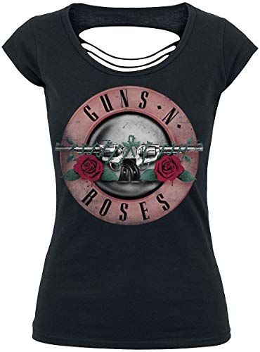 Guns N' Roses Pink Bullet Mujer Camiseta Negro M, 100% algodón, Cut-Outs Ancho