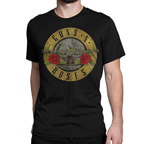 Guns N' Roses Vintage Bullet Logo T-Shirt Official Licensed Hombre, Small, Negro