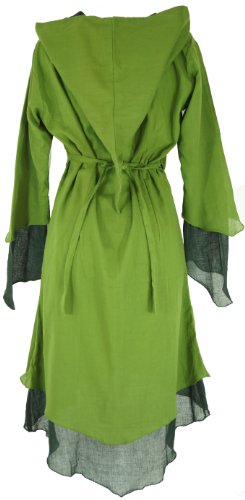 GURU-SHOP, Abrigo Envolvente con Capucha Puntiaguda MA 6 Henna, Verde, Algodón, Tamaño:M/L (40), Blusas Tunikas