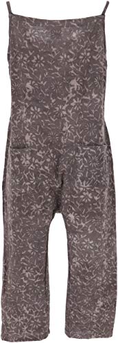 GURU SHOP Mono de peto de verano, estilo étnico, de una pieza, para mujer, de algodón, largo marrón oscuro L