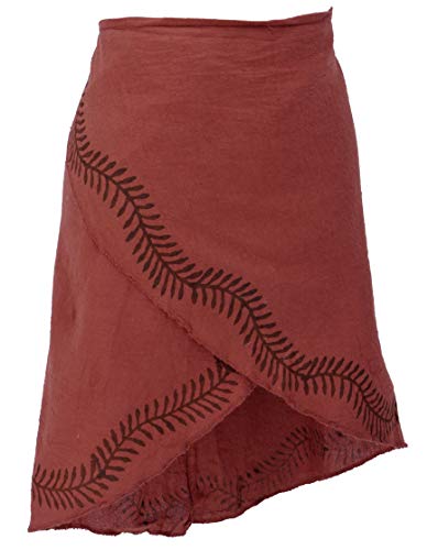 GURU SHOP Psytrance Goa Pixi - Minifalda, diseño étnico, color verde, algodón, talla 38, ropa alternativa naranja oxidado 40