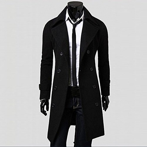 Gusspower Abrigo de Lana para Hombre Delgado Caliente del Invierno,Chaquetas de Encanto Casual Doble Botonadura Apto Traje Blazer Parka de Abrigo Tops
