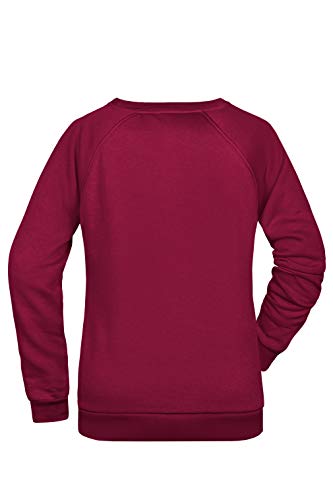 Guuja Sudadera de manga raglán para mujer, de algodón, básica burdeos XXL