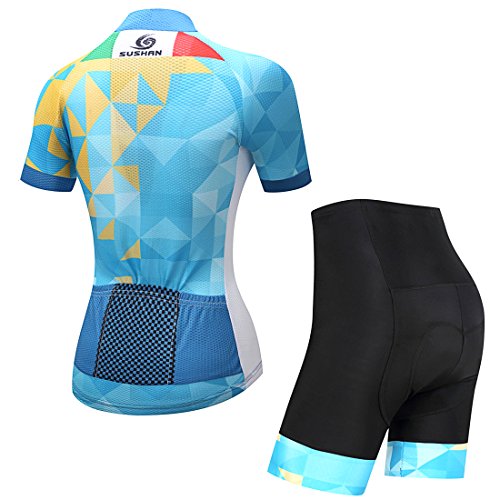 GWELL Maillot Ciclismo Mujer Cclismo Conjunto de Ropa + Culote Pantalones Acolchado 3D para Bicicleta Verano Deportes al Aire Libre