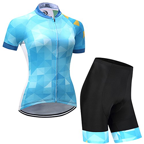 GWELL Maillot Ciclismo Mujer Cclismo Conjunto de Ropa + Culote Pantalones Acolchado 3D para Bicicleta Verano Deportes al Aire Libre