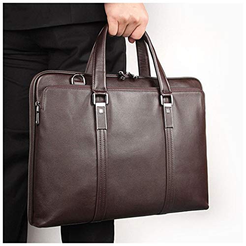 GYL-JL Maletín Bolso De Negocios De Cuero Real De Moda Portátil 15 Pulgadas para Computadora Mujeres Y Hombres,Bolsa De Mensajero,Bolso Bandolera De Negocios Trabajo Clásico De Negocios
