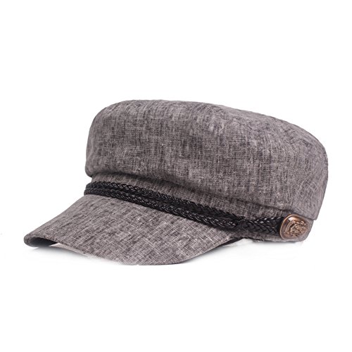 Gysad Gorra Marinero Mujer Vintage Sombrero Hombre Algodón y Lino Gorras Planas Unisex Boina Newsboy Hat Size 56-58CM (Gris)