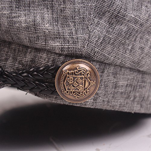 Gysad Gorra Marinero Mujer Vintage Sombrero Hombre Algodón y Lino Gorras Planas Unisex Boina Newsboy Hat Size 56-58CM (Gris)