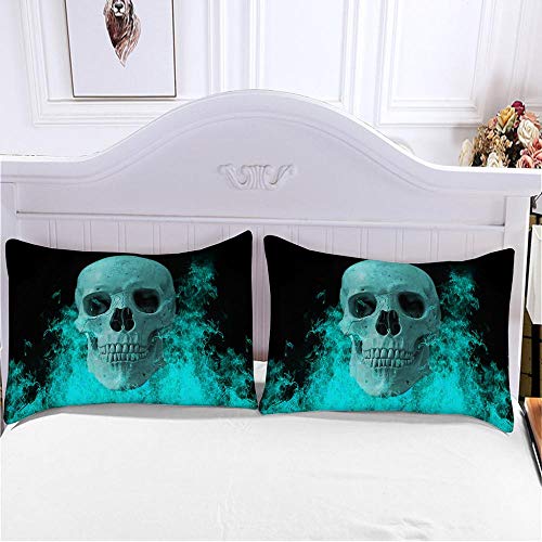 GYUSGT Funda de Edredón,Esqueleto Verde 3 Piezas Funda Nórdica,Microfibra Ligera, Juego de Cama Cremallera & 2Funda de Almohada Muy Suave,-102"x86"/260cm(W) x220cm(H)