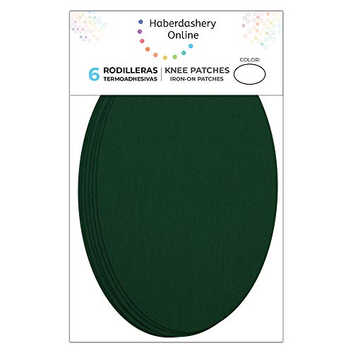 Haberdashery Online 6 Rodilleras Color Botella termoadhesivas de Plancha. Coderas para Proteger tu Ropa y reparación de Pantalones, Chaquetas, Jerseys, Camisas. 16 x 10 cm. RP26