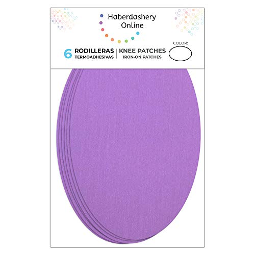 Haberdashery Online 6 Rodilleras Color Lila termoadhesivas de Plancha. Coderas para Proteger tu Ropa y reparación de Pantalones, Chaquetas, Jerseys, Camisas. 16 x 10 cm. RP28
