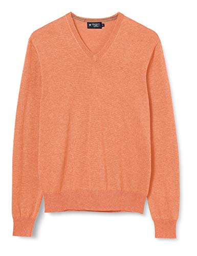 Hackett London Cotton Silk V Neck Suéter, Naranja (135orange 135), Medium para Hombre