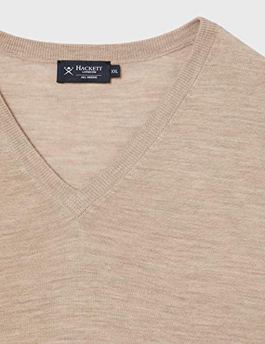 Hackett London FF GG Merino V Suéter, Marrón (Sand 847), L para Hombre