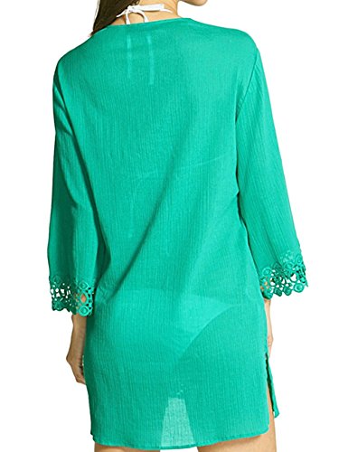 HAHAEMMA Mujer Traje de Baño Vestido Playa V-Cuello Hueco Bikini Blusa Cubren Tapa de Verano Camisola