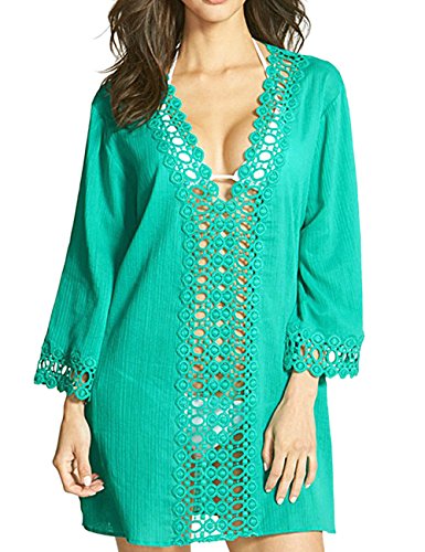 HAHAEMMA Mujer Traje de Baño Vestido Playa V-Cuello Hueco Bikini Blusa Cubren Tapa de Verano Camisola