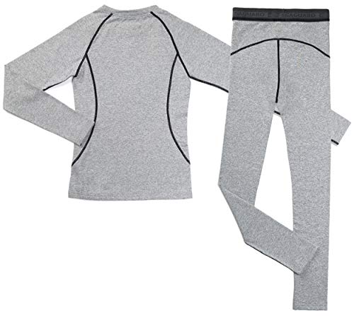 HAINES Conjunto Termico Niños Ropa Interior Termica Esqui Niño Niña Camiseta Termica para Ciclismo Acampada Senderismo Gris Gr.122-128