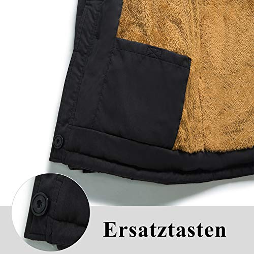 HAINES Parka Hombre Abrigo Parka con Capucha Cálido Chaquetas Invierno Abrigo Militar Negro M