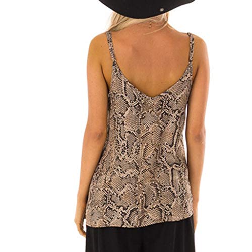Halter de Las Mujeres con Cuello en v Serpiente Estampado sin Mangas Chaleco Ocasional Elegantes Blusa Delgado Sudadera Mujer Camiseta Primavera y Verano riou