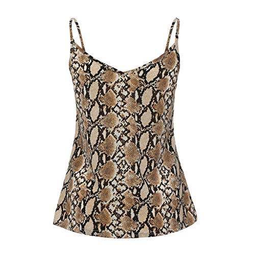 Halter de Las Mujeres con Cuello en v Serpiente Estampado sin Mangas Chaleco Ocasional Elegantes Blusa Delgado Sudadera Mujer Camiseta Primavera y Verano riou