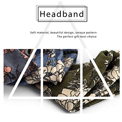 Handcess Boho Yoga Turbante Elástica Flor Criss Cruz, Elegante Impreso para Mujeres y Niñas (Paquete de 3)