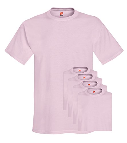 Hanes Big Crew - Camisetas para hombre (5 unidades), color rosa pálido