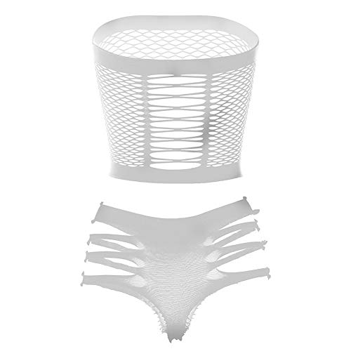 HAODEE Ropa Sexy De Mujer Ropa Interior Mujer Sexy Muy Transparente Las Mujeres de Cuerpo Entero Sexy Body Medias para Mujer Rejilla de lencería White,Free Size