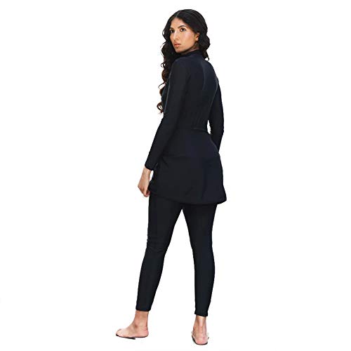 HaoFan - Traje de baño Musulman Modeste - Conjunto de burkini para mujer, conjunto de pantalones de hijab cobertura completa de secado rápido, elástico, protección solar UPF 50+ Negro XL