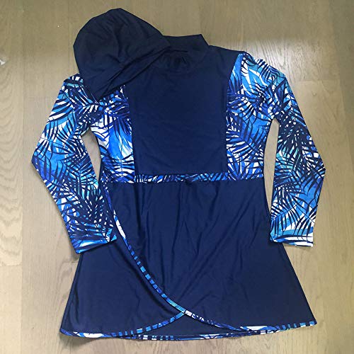 HaoFan - Traje de baño Musulman Modeste - Conjunto de burkini para mujer, conjunto de pantalones de hijab cobertura completa de secado rápido, elástico, protección solar UPF 50+ azul XL