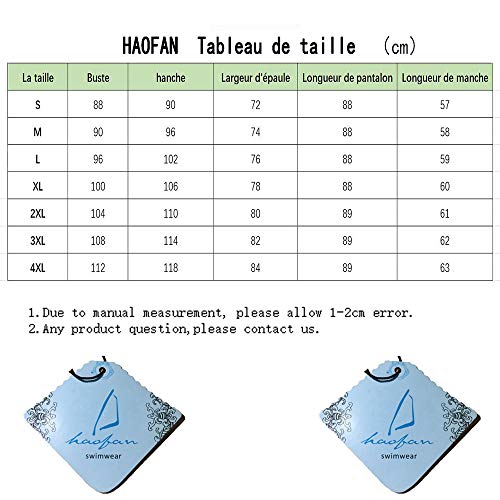 HaoFan - Traje de baño Musulman Modeste - Conjunto de burkini para mujer, conjunto de pantalones de hijab cobertura completa de secado rápido, elástico, protección solar UPF 50+ Negro M