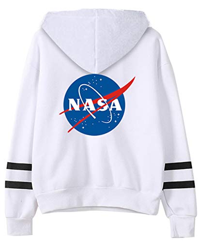 HAOSHENG Sudadera con Capucha para Mujer con Logotipo de la NASA Astronauta de Exploración Manga Larga(XS)