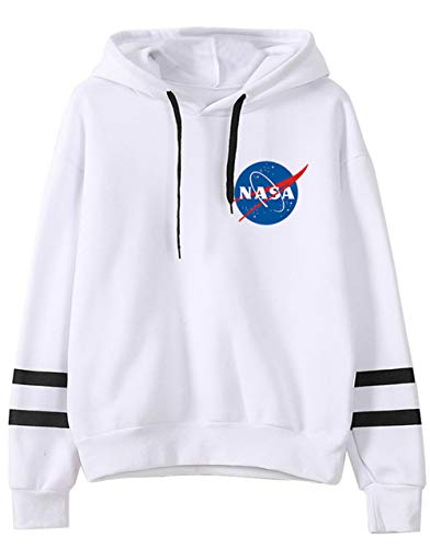 HAOSHENG Sudadera con Capucha para Mujer con Logotipo de la NASA Astronauta de Exploración Manga Larga(XS)