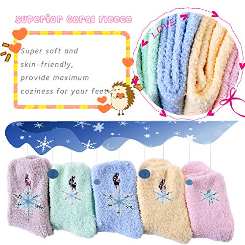 HapiLeap - Calcetines de microfibra súper suaves para mujer, mullidos y cálidos, ideales para el invierno y para estar por casa, 5 pares Estilo B (Ciervo) Talla única