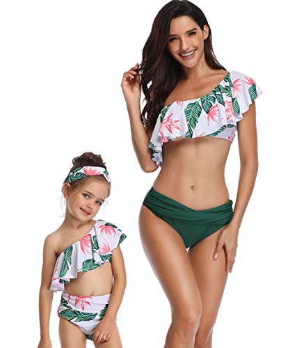 Happy Cherry - Bañador Madre e Hija Iguales de Verano Transpirable 2 Piezas Traje de Baño Familiar Elástica Bikini de Playa para Mujer Niñas