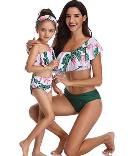 Happy Cherry - Bañador Madre e Hija Iguales de Verano Transpirable 2 Piezas Traje de Baño Familiar Elástica Bikini de Playa para Mujer Niñas