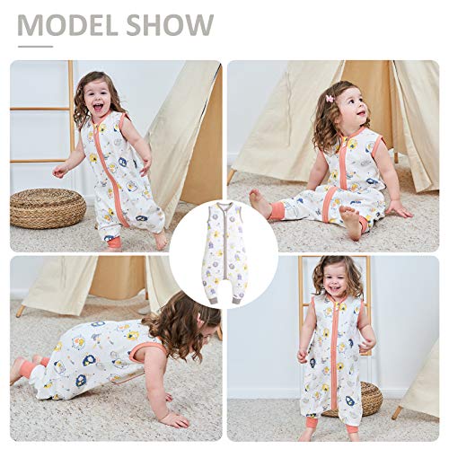 Happy Cherry - Pijama con Pies Algodón Bebé Mono Niños Niñas Verano Saco de Dormir con Pies Separable para Primavera Otoño Infantil Recién Nacido Ropa de Dormir sin Mangas - 4-6 Años