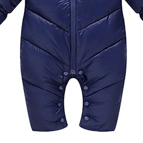 Happy Cherry Ropa de Una Pieza Prenda Exterior Chaqueta de Invierno con Capucha Mono Calentito Enterizo para 12-18 Meses Bebés Niños Niñas- Azul