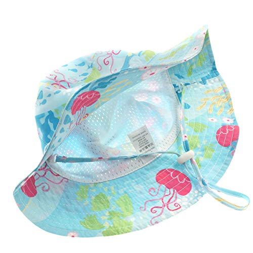 Happy Cherry - Sombrero Infantil de Verano Protección de Sol Gorro de Pescador con ala Estampado Cartoon Lindo para Bebés Niños Niñas - Mar - 48 CM/6-24 Meses