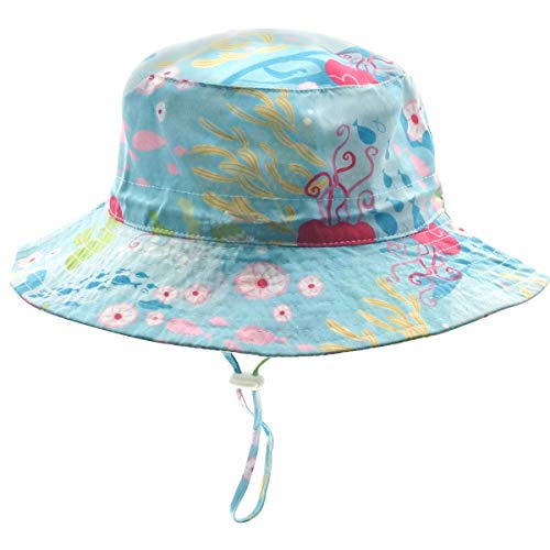 Happy Cherry - Sombrero Infantil de Verano Protección de Sol Gorro de Pescador con ala Estampado Cartoon Lindo para Bebés Niños Niñas - Mar - 48 CM/6-24 Meses