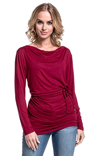 HAPPY MAMA. Mujer Top Maternidad Lactancia Cuello Barco Diseño Doble Capas. 002p (Carmesí, 44-46, 2XL)