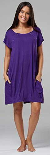 HAPPY MAMA. Para Mujer Camisón para el Parto Hospital Premamá Lactancia. 097p (Púrpura, 40-42, M)