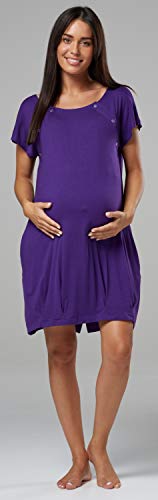 HAPPY MAMA. Para Mujer Camisón para el Parto Hospital Premamá Lactancia. 097p (Púrpura, 40-42, M)