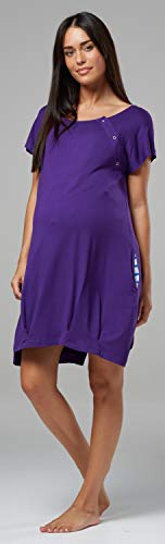 HAPPY MAMA. Para Mujer Camisón para el Parto Hospital Premamá Lactancia. 097p (Púrpura, 40-42, M)