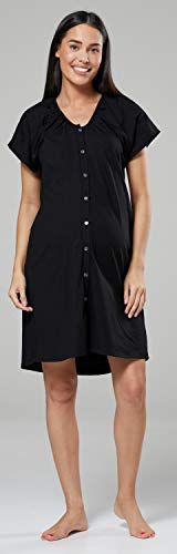 HAPPY MAMA Para Mujer Set Camisón Bata de Premamá Embarazo Lactancia 1009 (Negro, 42-44, L)