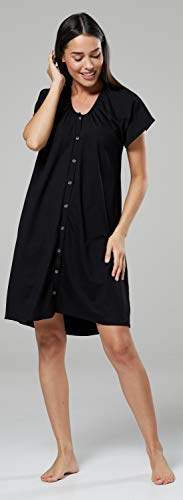 HAPPY MAMA Para Mujer Set Camisón Bata de Premamá Embarazo Lactancia 1009 (Negro, 42-44, L)