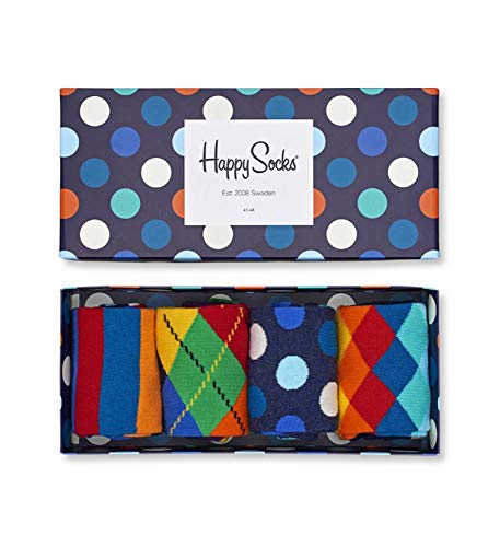Happy Socks Calcetines Multi-color Socks Gift Set 4-Pack Gift Box Coloridas y Alegres para Hombre y Mujer - Algodón- talla 36-40