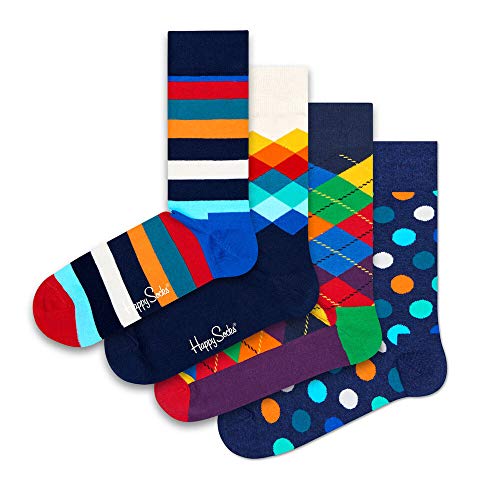 Happy Socks Calcetines Multi-color Socks Gift Set 4-Pack Gift Box Coloridas y Alegres para Hombre y Mujer - Algodón- talla 41-46